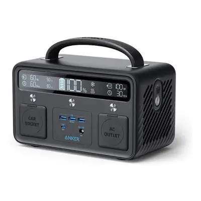 Anker Portable Power Station PowerHouse II 400, 300W/388.8Wh, 110V AC Outlet/60W USB-C Power Delivery Solar Generator for Camping Road Trips Emergency Power and More
